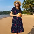 thumbnail image 4 of Disketp Christmas Deer para Vestido de Manga Corta para Mujeres, Vestidos de Verano para Mujeres, Casual y Holgado para la Playa, 4 of 6