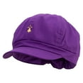 thumbnail image 2 of Golden Windmill Sign Embroidered Cotton Elastic Big Size Newsboy Cap - Purple XL-2XL, 2 of 5