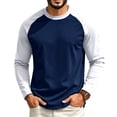 thumbnail image 3 of UDAUDU Mens Crewneck Tops Raglan Block Casual Soft Long Sleeve Tshirts Daily Wear Athletic Tops S, 3 of 5