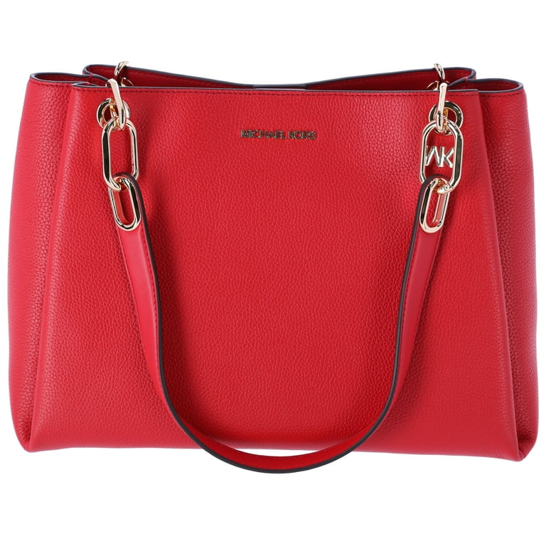 Michael Kors Trisha Large Shoulder Tote, Bright Red, Triple Gusset