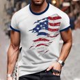 thumbnail image 2 of Men's Patriotic Print Open-Fly T-Shirt, Vintage Short Sleeve Top with Unique Button Details ,White 2XL, 2 of 5