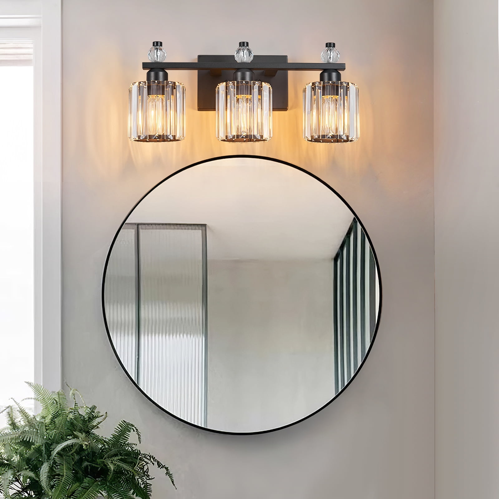 Crystal Vanity Light Fixtures Sand Black Over Mirror Crystal Bathroom Vanity Lighting Fixtures 3-Light Bathroom Vanity Lights
