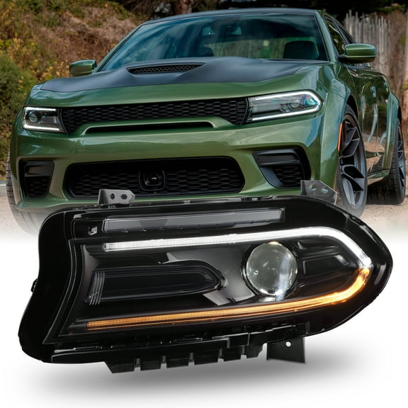 AKKON - Fit 2022 2023 Dodge Charger 22-23 [Halogen Type] w/LED Signal DRL SwitchBack Projector Headlight OE Style Driver Left
