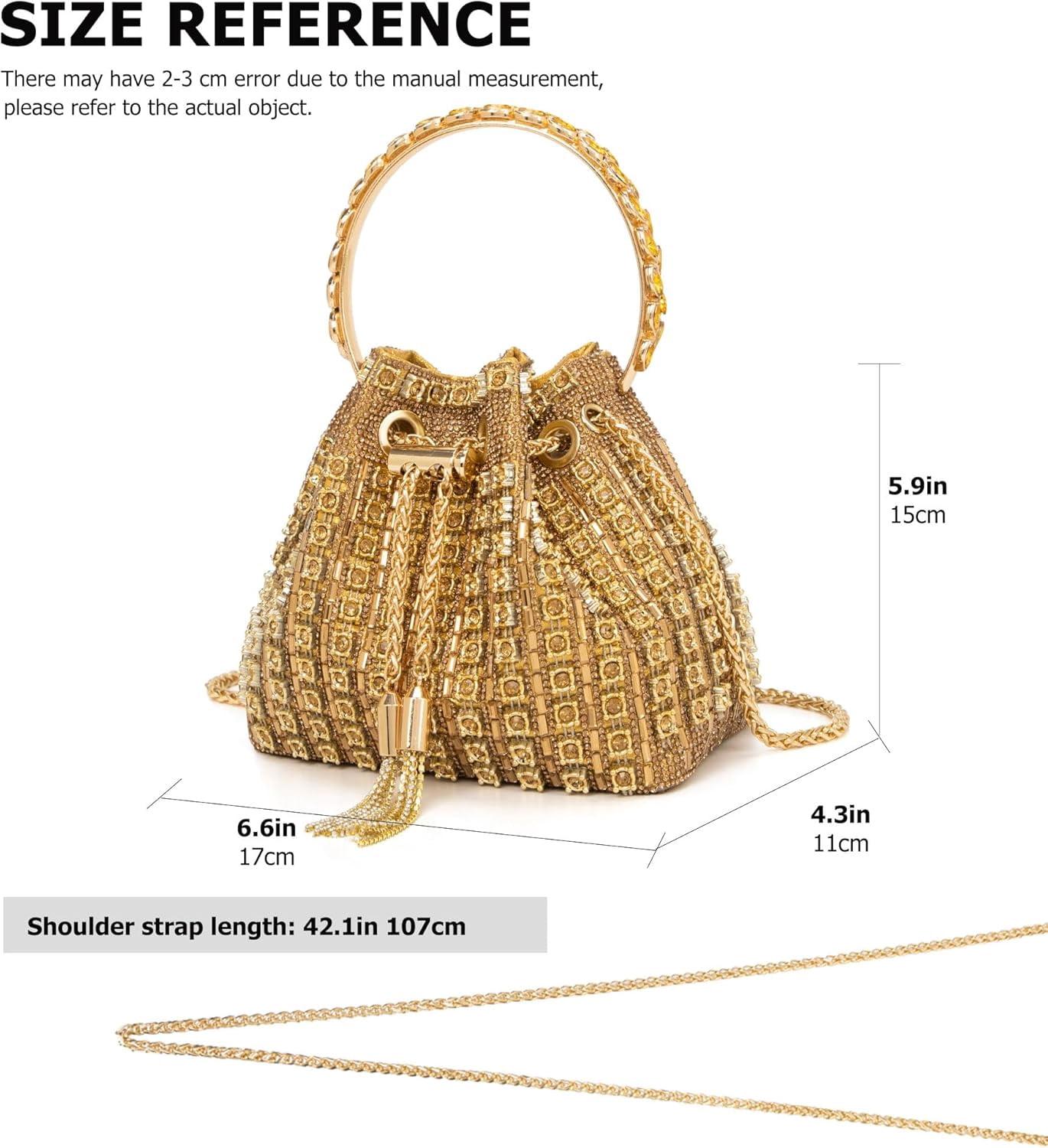 Kwuty Sparkly Diamond Evening Bag Clutch Purses for Women Rhinestone Purse Glitter Handbag for Party Prom Cocktail Wedding（Gold）