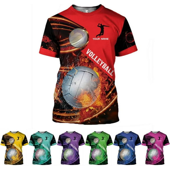 Personalized Name Volleyball Shirts 3D for Men and Women, Volleyball Shirt for Volleyball Lover, Unisex Tee Shirt (Red, S)