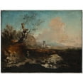 thumbnail image 2 of Alessio de Marchis 14x12 Gold Ornate Wood Frame and Double Matted Museum Art Print Titled - Landscape with a Tower, 2 of 4