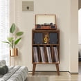 thumbnail image 3 of Joaxswe Record Player Stand with Vinyl Storage, Brown Record Storage Cabinet Holds up to 160 Albums , Mid-Century Turntable Stand for Living Room, 3 of 8