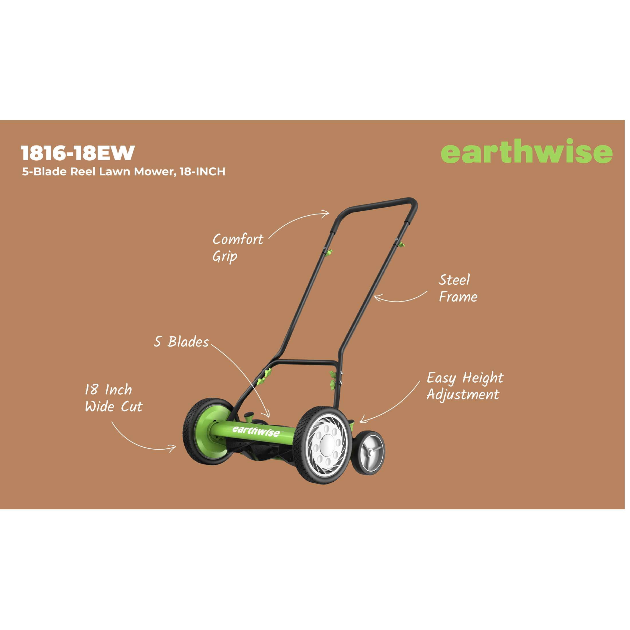 EarthWise 16" 5-Blade, Push Reel Mower