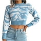 thumbnail image 1 of Suéter de mujer Suéter estampado casual de moda Suéter de punto de ombligo recortado de manga larga Suéter de cuello redondo corto Odeerbi ODB-2, 1 of 6