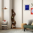 thumbnail image 4 of Yowos Corner Bookshelf, 5 Tier Walnut Bookcase Modern Wavy Wall Shelf Small Storage Rack Stylish Accent for Small Space, Plant Stand, 4 of 10