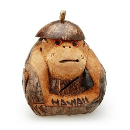 Hawaiian Style Coconut Monkey Bank 6 To 8 Inches