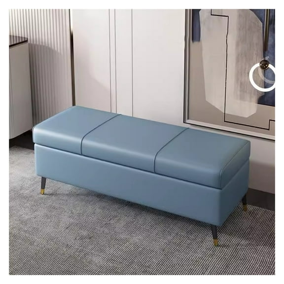 Faux Leather Ottoman with Storage,Rectangular Extra Long Storage Bench for Bedroom and Living Room,Modern Ottoman End of Bed Bench with Hinged Lid