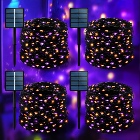 Luces solares para Halloween Selarlyt, 400 LED, paquete de 4 unidades, 37 m, resistentes al agua