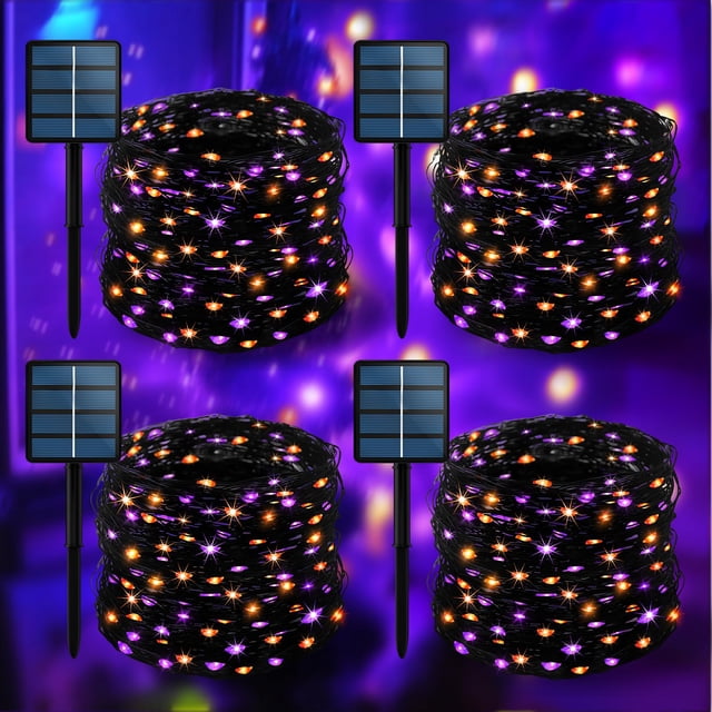 Luces solares para Halloween Selarlyt, 400 LED, paquete de 4 unidades, 37 m, resistentes al agua