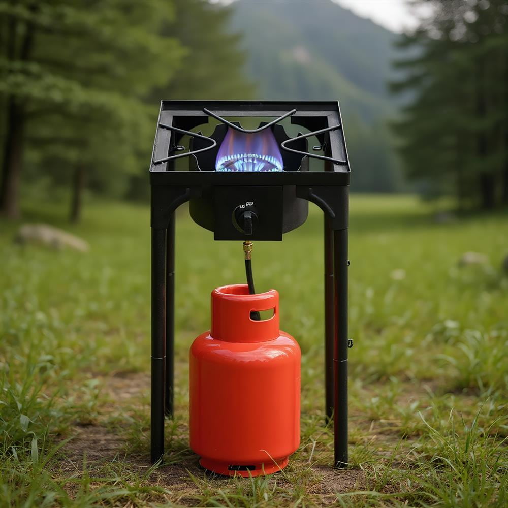 Portable High-Pressure Cast Iron Propane Gas Stove - Single 75,000 BTU Burner for Outdoor Cooking