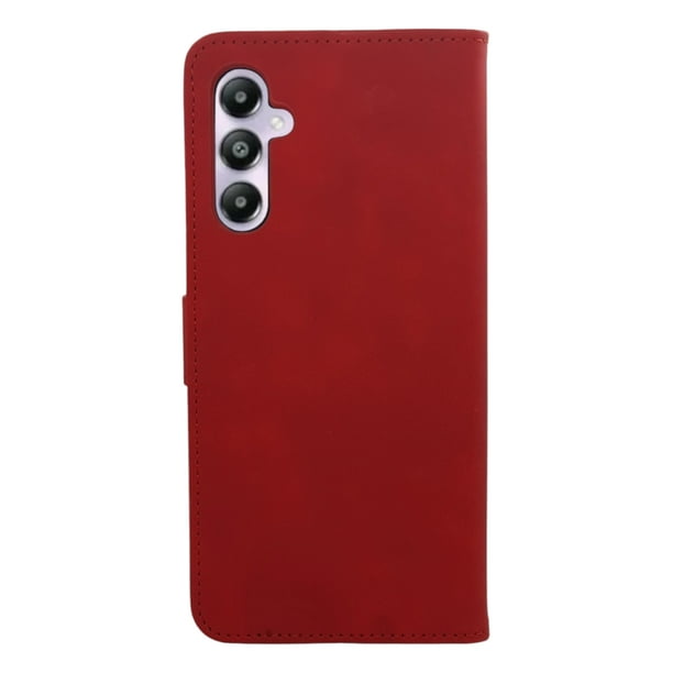 Funda Cartera Suave Cely Vesmir Para Samsung A05s Rojo Más 2 Micas De Cristal