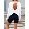 thumbnail image 3 of Women'S Long Sleeve Solid Color Loose - Fit Casual Yoga Top - Soft, Breathable for Yoga Cream White L, 3 of 8