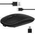 thumbnail image 2 of Ratón Inalámbrico Recargable, Óptico Ultra Silencioso de 2,4 G con Receptor Usb y Tipo C, para Ordenador Portátil, (Negro), 2 of 5