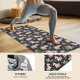 thumbnail image 4 of Black Cartoon Unicorn Floral Pattern Hot Yoga Mat Towel Non Slip for Hot Yoga - Quick-Drying Yoga Mat Cover with 4 Corner Pockets with Travel Bag - Hot Yoga Towel Non Slip 74"x26", 4 of 6
