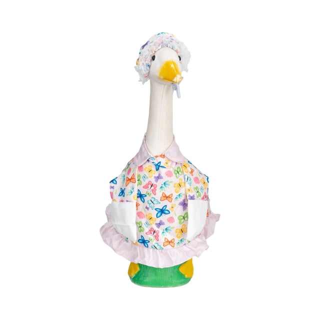 Spring Themed Outfits And Hat Set For 23 Inches Porch Goose Statue Patio Garden Decoration Durable Fabric Costume For Outdoor Lawn Decor