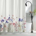 thumbnail image 2 of Spring Floral Long Shower Curtain Set, Waterproof Shower Curtains for Bathroom, Watercolor Summer Botanical Flowers Washable Fabric Cloth Bath Curtain for Bathtub Decoration with Hooks 72x84 Inches, 2 of 9