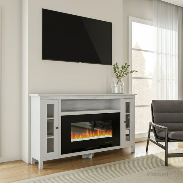 White Electric Fireplace Tv Stand With, 70 Inch Electric Fireplace White