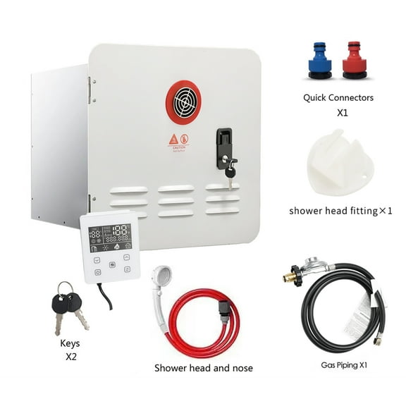 TOPTENG RV Tankless Water Heater Propane Gas 65000BTU with Controller/Shower Accessories