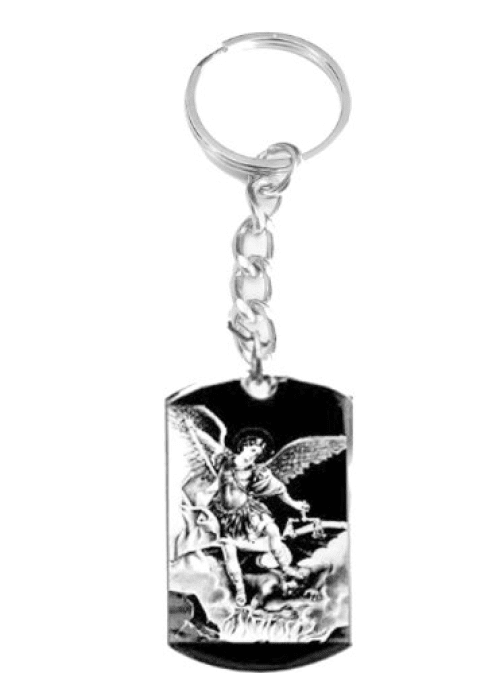 St Michael the Archangel Prayer Engraved Stainless Steel Keychain 