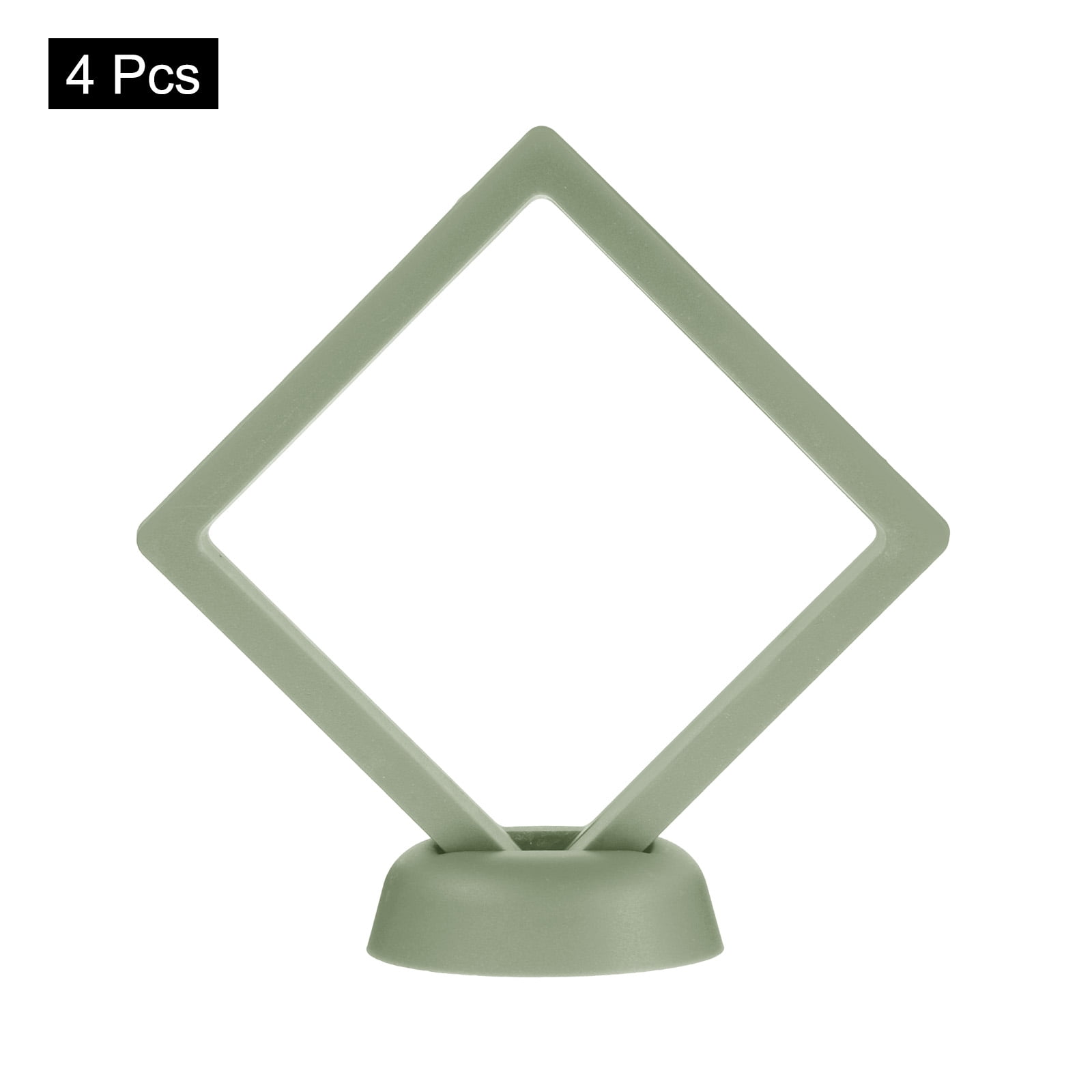 Unique Bargains 4Pcs Floating Frame Display Holder Stand 3.54" x 3.54" x 0.8" Green