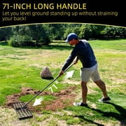 Colwelt 45 x 10 inch Heavy Duty Steel Garden Rake with Long Handle