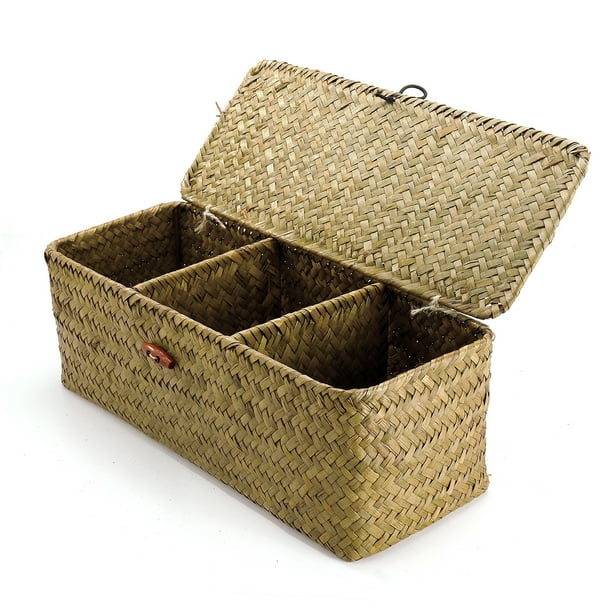 Storage Baskets with Lids, Naturals Woven Laundry Utility Multicolor