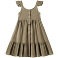 thumbnail image 4 of Vestido de Fiesta de Niña Bebé Color Sólido Plisado Casual con Botón Camisola Y Vestido de Princesa de Manga Larga Niñas de Moda Princesa Vestir, 4 of 6