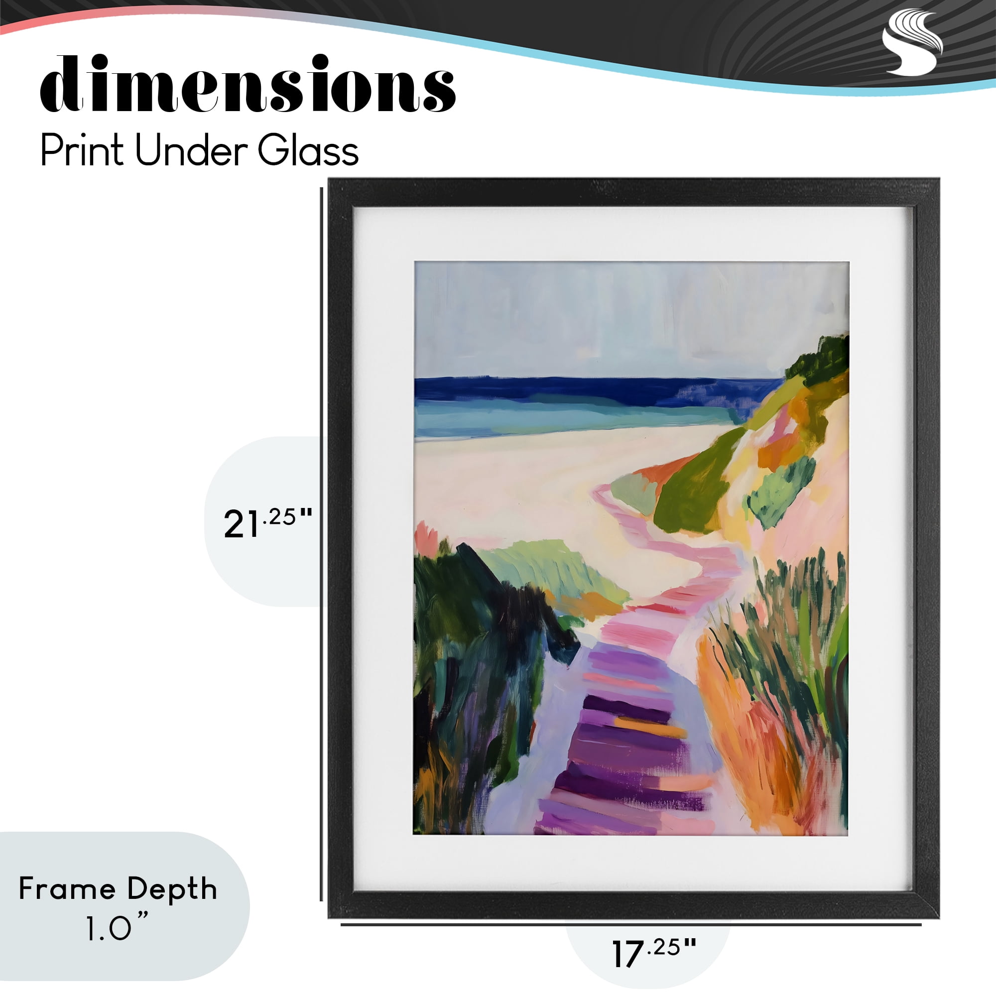 Stupell Industries Pastel Beach Pathway to Shore Black Framed Print Under Glass, design by The Prints Vibe