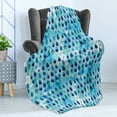thumbnail image 4 of Navy and Teal Soft Flannel Fleece Throw Blanket, Abstract Blue Watercolor Drops Aquarelle Art Rain Teardrop Quirky, Cozy Plush for Indoor and Outdoor Use, 60" x 80", Turquoise Navy Blue, by Ambesonne, 4 of 5