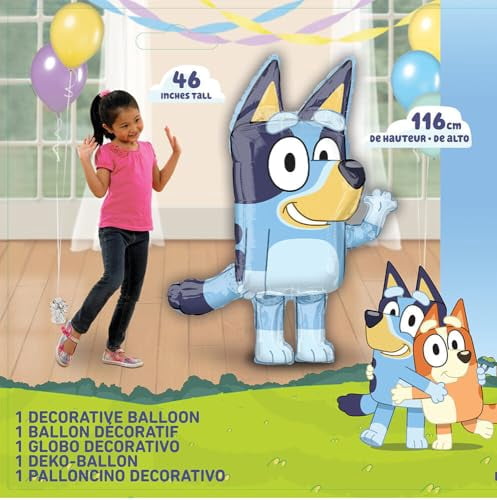 Anagram Giant 46" Bluey Airwalkers Birthday Party Supplies Foil Balloon Bouquet Decorations