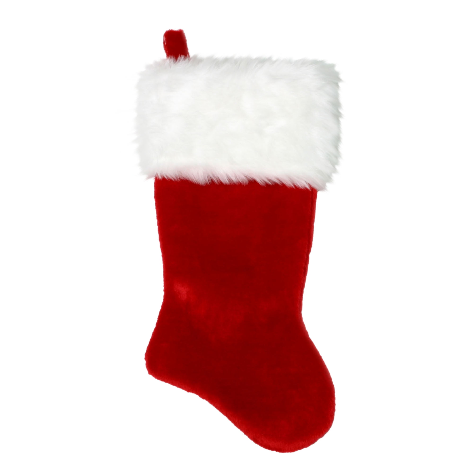 20" Red and Whtie Plush Traditional Christmas Stocking with Cuff - Walmart.com - Walmart.com
