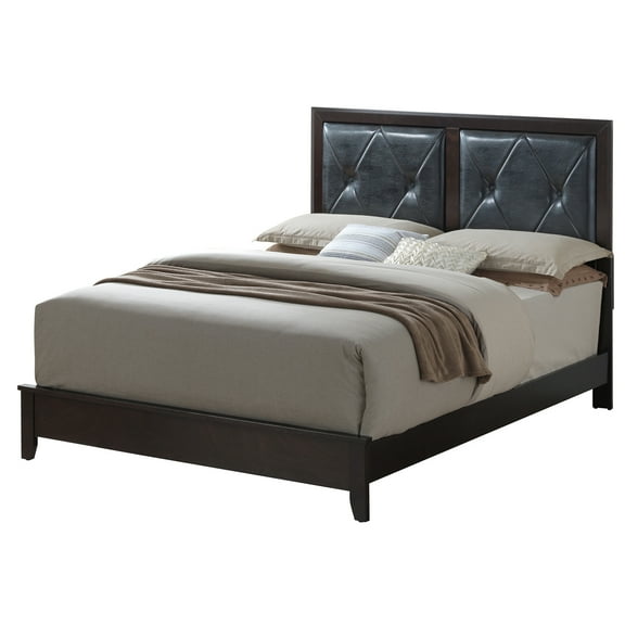 Passion Furniture Primo Espresso Upholstered Queen Panel Bed