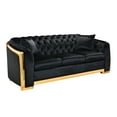 thumbnail image 6 of 81.8"W Chesterfield Sofa, Velvet 3 Seat Couch with Button Tufted Decor and Gold Stainless Legs, Luxury Black Couch for Living Room, Office, 6 of 9