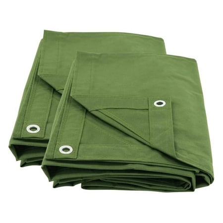 2 Pack 7 x 9 Green 12oz Canvas Tarp with Grommets - Water Resistant - Heavy Duty Canvas Tarps - Multipurpose Tarpaulin Cover for Canopy Tent Roof Camping Semi Trucks & Cargo