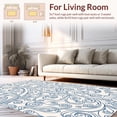 thumbnail image 2 of ODIKA 6'x9' Machine Washable Non-Slip Area Rug, Classic Scrollwork Cream Tapestry Design High Traffic Rug with Pad, Blue, 334613, 2 of 8