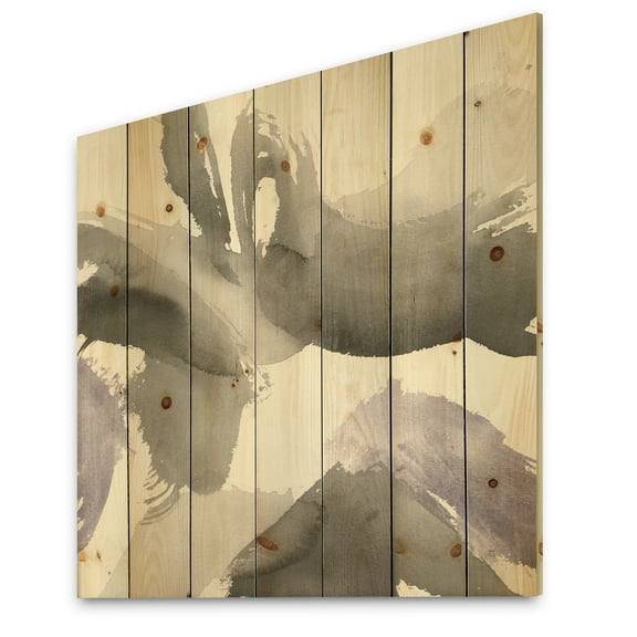 Designart 'Geometric Minimal Gesture IV' Transitional Print on Natural Pine Wood