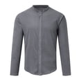 thumbnail image 2 of Camisas s Para Hombre Camisa al libre sin cuello de color sólido de manga larga de algodón de otoño e invierno para hombre (Grey, M), 2 of 5