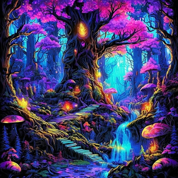 Puzzle Board -Blacklight Fantasy Forest-1000 Piece Puzzle for Adults