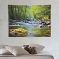 thumbnail image 4 of ONETECH  Appalachian Tapestry, Oconaluftee River at Great Smoky Mountains National Park, Wall Hanging for Bedroom Living Room Dorm, Lime Green Charcoal Grey and Fawn, 4 of 7