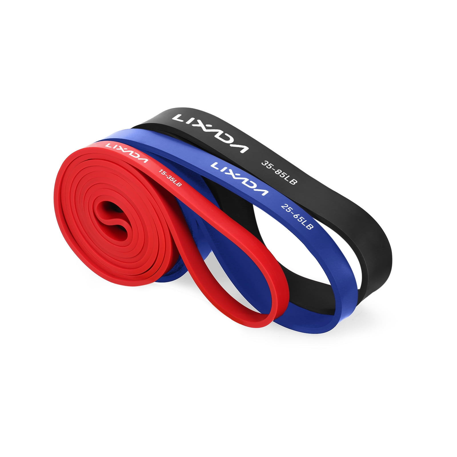 Lixada 3 Packs Pull Up Assist Bands Set Resistance Loop Bands Powerlifting Workout Exeise Stretch Bands with Door Anchor Foam Handles Hooks and Carry Bag