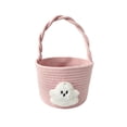thumbnail image 3 of Halloween Boho Cotton Rope Basket with Handle,Woven Ghost Boo Candy Bucket for Trick-or-Treat Party Favor Gift Storage Display, 3 of 6