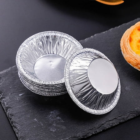 PAMINGONO 100Pcs Tinfoil Tart Molds Round Edge for Supermarket Use Baking