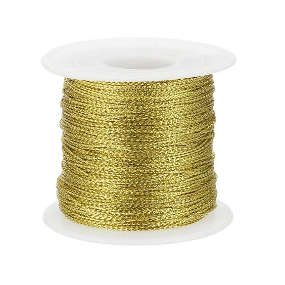 Uxcell 1mm x 109 Yards Metallic Tinsel Cord Rope Light Gold Cord Wrapping Ribbon