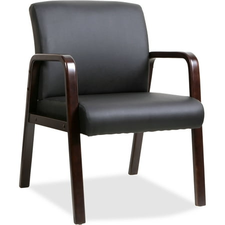 Lorell Black Leather Wood Frame Guest Reception Waiting Room Chair ...