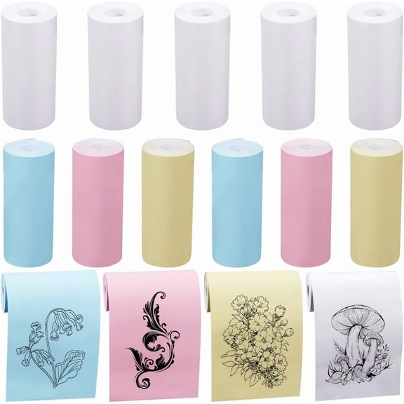 11 Rolls Thermal Receipt Paper White Blue Pink Yellow BPA Free Receipt Paper Direct Thermal Paper Rolls Square Terminal Paper for Mini Thermal POS Printer Credit Card Machines Multi-color
